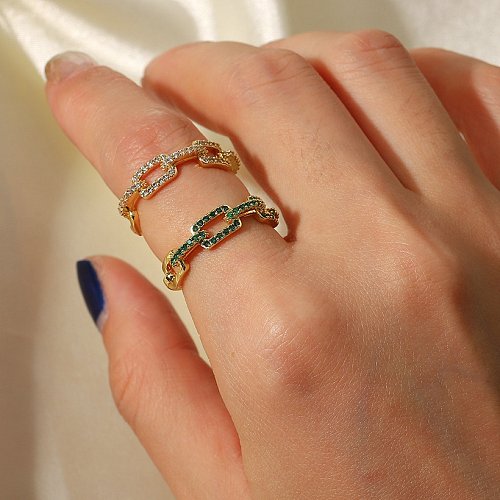 Vintage Style Rectangle Stainless Steel Open Ring Plating Zircon Stainless Steel Rings