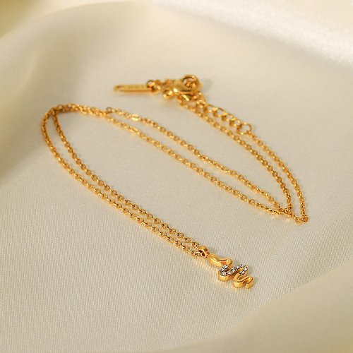 Fashion Snake Stainless Steel Pendant Necklace Plating Zircon Stainless Steel Necklaces