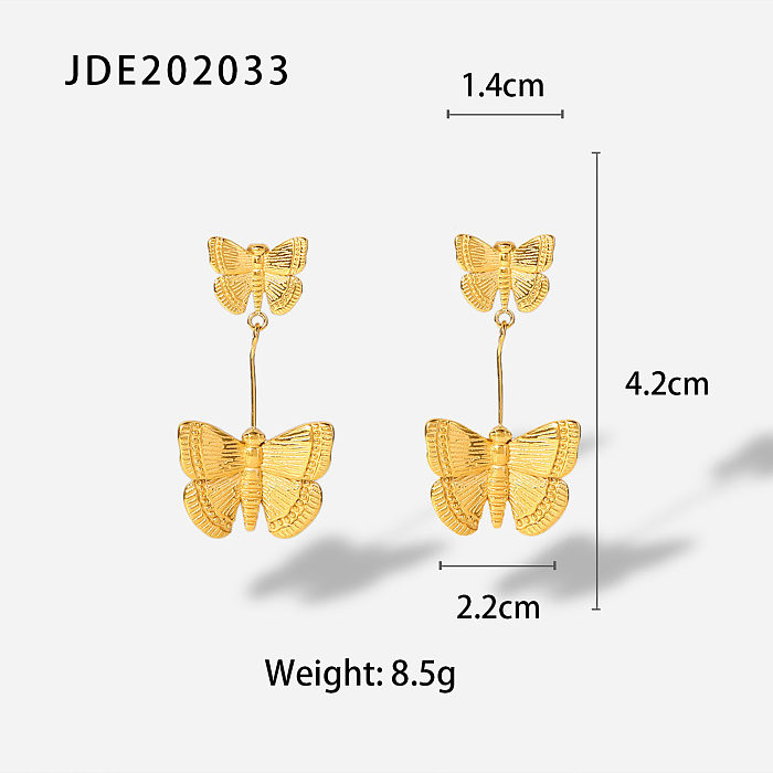 Gold-Edelstahl-Ohrringe der Mode-Schmetterlings-Anhänger-Frauen 18K