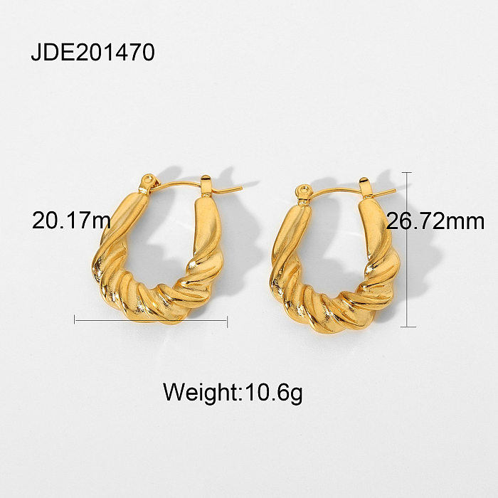 2021 new twisted croissant goldplated stainless steel hoop earrings