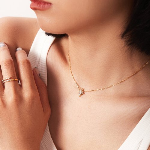 Fashion Star Stainless Steel Necklace Plating Zircon Stainless Steel Necklaces