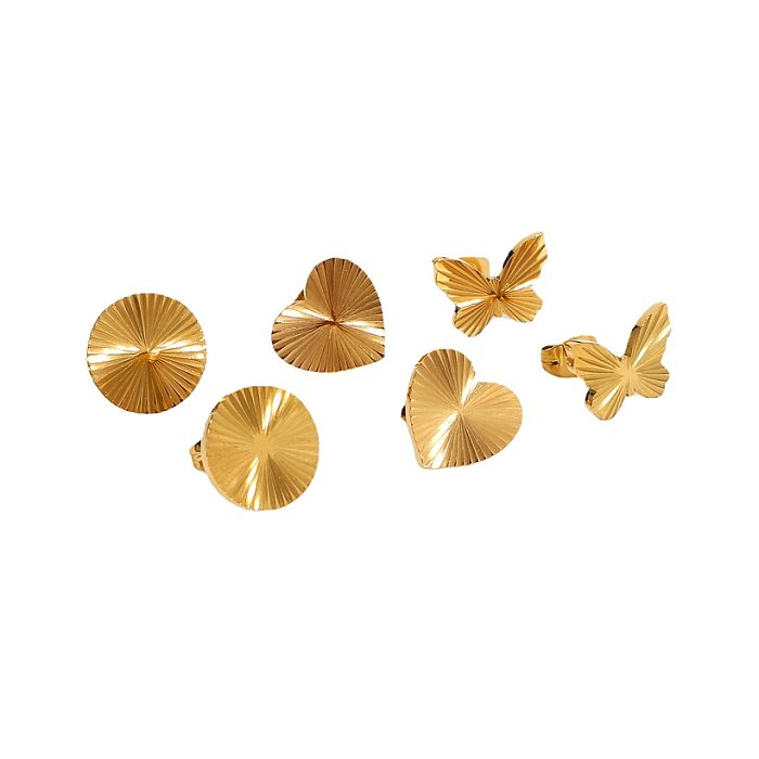 retro goldplated stainless steel butterfly round heartshaped earrings