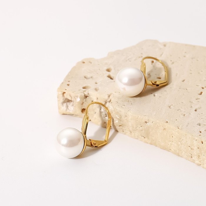 Mode-geometrische Edelstahl-Ohrringe, die Perlen-Edelstahl-Ohrringe überziehen
