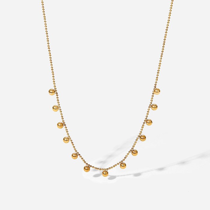 Modische 18 Karat vergoldete kleine Perlen-Troddel-Edelstahl-Halskette
