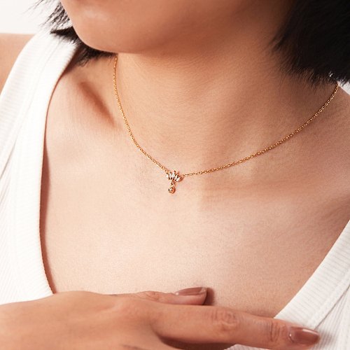 Fashion Geometric Titanium Steel Pendant Necklace Plating Zircon Stainless Steel Necklaces
