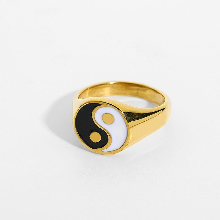 Retro Tai Chi gossip stainless steel ring