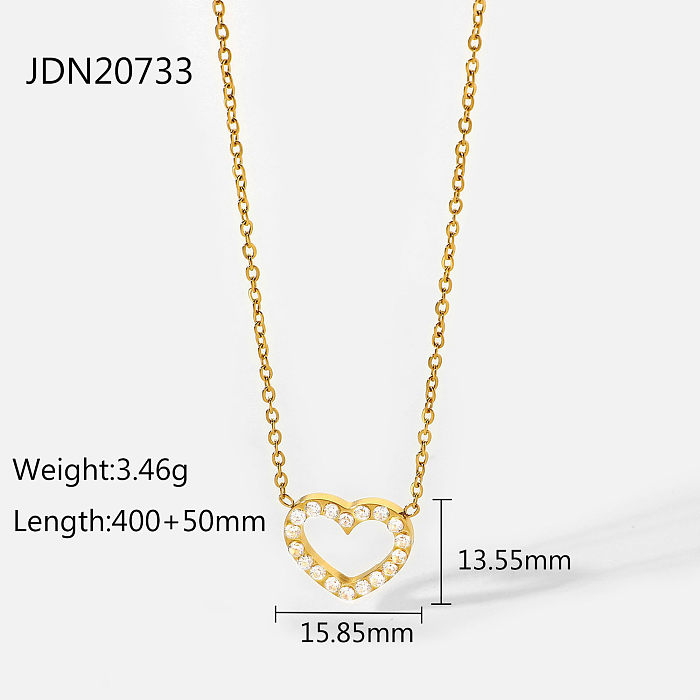 Hollow geometric disc heartshaped necklace jewelry gold stainless steel necklace