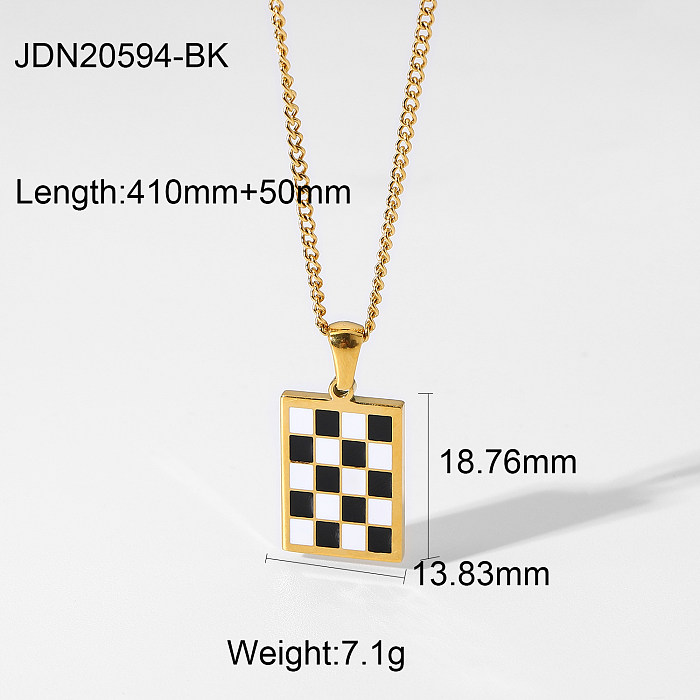 Mode Edelstahl 18K Kontrastfarbe Gitter Halskette Großhandel Schmuck