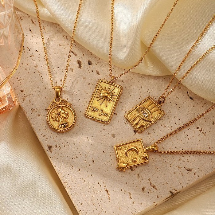 goldplated stainless steel party gift embossed diamond pendant necklace