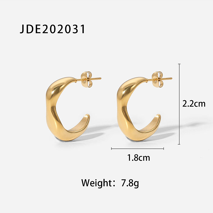 Brincos de moda simples de aço inoxidável banhados a ouro 14K irregulares em forma de CS