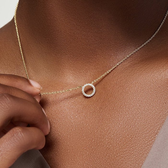 Collier en forme de coeur en forme de disque géométrique creux bijoux collier en acier inoxydable doré