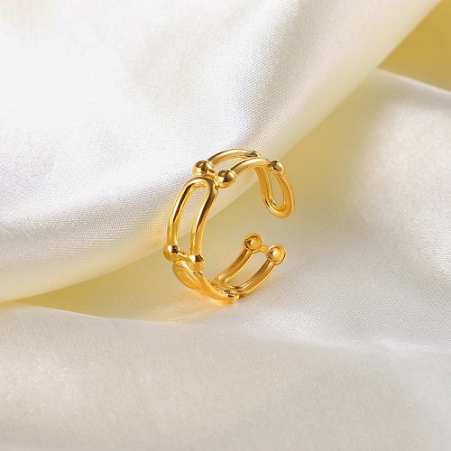 European and American paper clip open ring 18K goldplated stainless steel metal ring jewelry