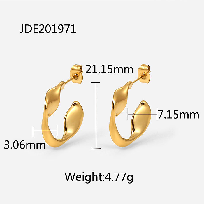 Novos brincos de argola Mobius simples folheados a ouro 18K simples de aço inoxidável