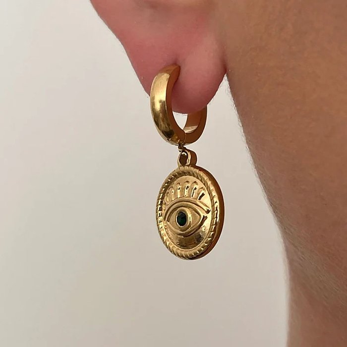 Art- und Weiseaugen-Edelstahl-Tropfen-Ohrringe vergoldete künstliche Edelstein-Edelstahl-Ohrringe