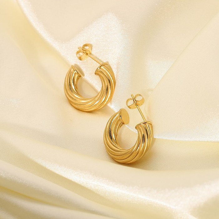 bijoux en gros bijoux mode boucles d'oreilles torsadées en acier inoxydable plaqué or 18 carats