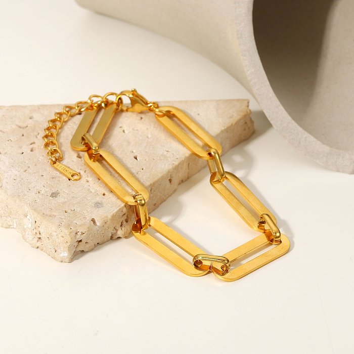 Bracelet rectangulaire à chaîne creuse en acier inoxydable à la mode