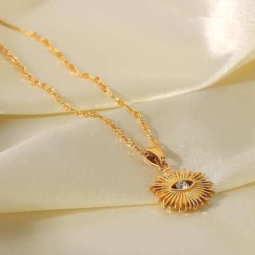 Fashion DevilS Eye Stainless Steel Pendant Necklace Plating Zircon Stainless Steel Necklaces