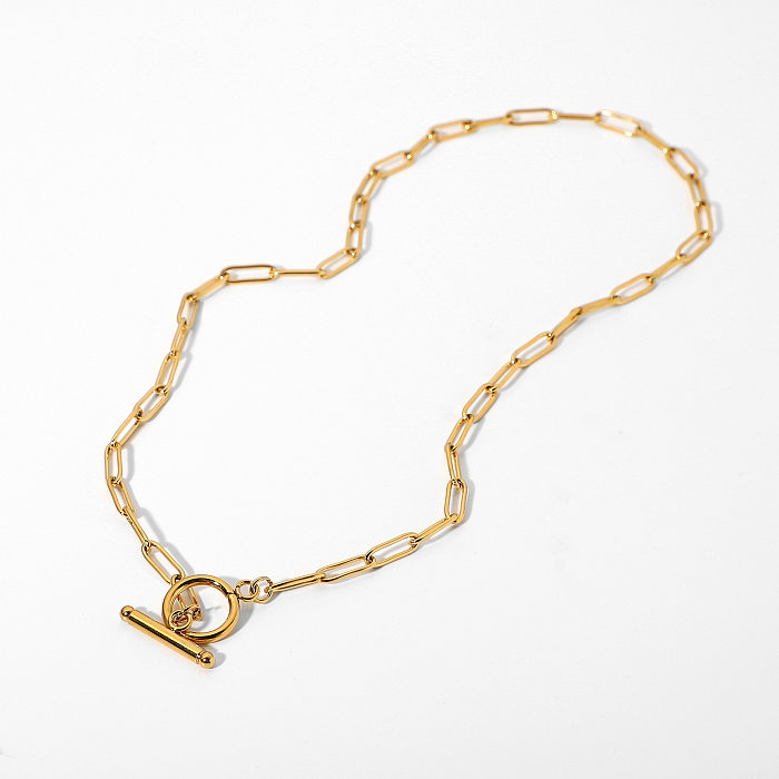 colar de pulseira banhado a ouro retrô de aço inoxidável fivela OT atacado jóias