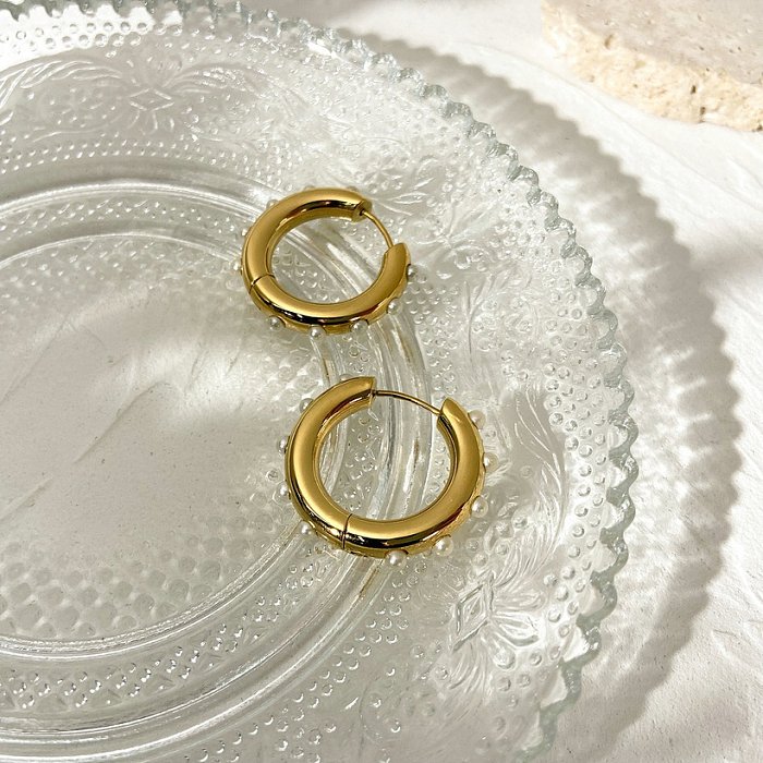wholesale pearl hoop round ear clip jewelry