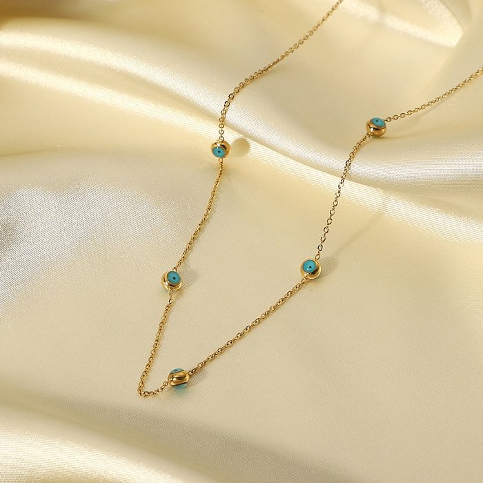 new 18K goldplated stainless steel turquoise beads fine necklace