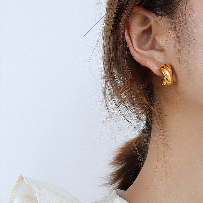 wholesale jewelry cross design stainless steel gold OL earrings jewelry