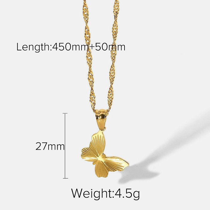 Chic Metal Butterfly Pendant 18K Gold Plated Stainless Steel Necklace