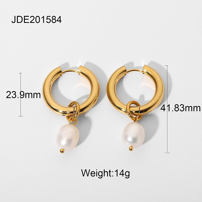 vente en gros bijoux couleur pierre pendentif perle en acier inoxydable boucles d'oreilles bijoux