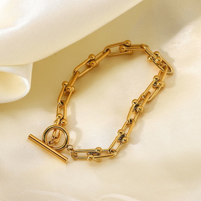 Atacado jóias em forma de U em forma de OT pulseira de aço inoxidável banhado a ouro jóias