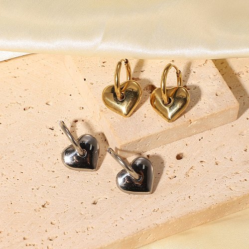 Boucles d'oreilles en acier inoxydable avec pendentif coeur massif européen et américain