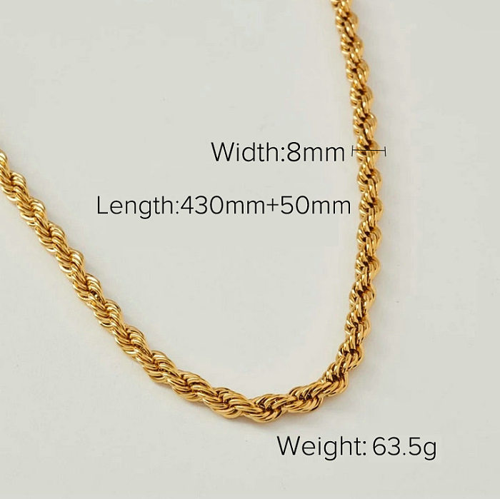 Twisted Cuban Chain 18K Gold Plated Stainless Steel Necklace Hip Hop Necklace Wholesale