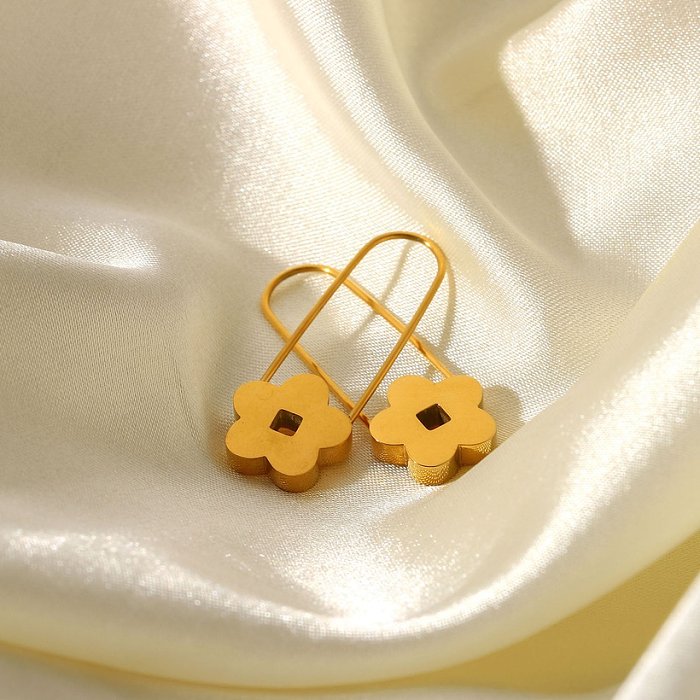 INS Internet Celebrity 18K Gold Ohrringe Edelstahl Kleine Blume Clip Modellierung Ohrstecker Weibliche Titan Stahl Ohrringe Schmuck