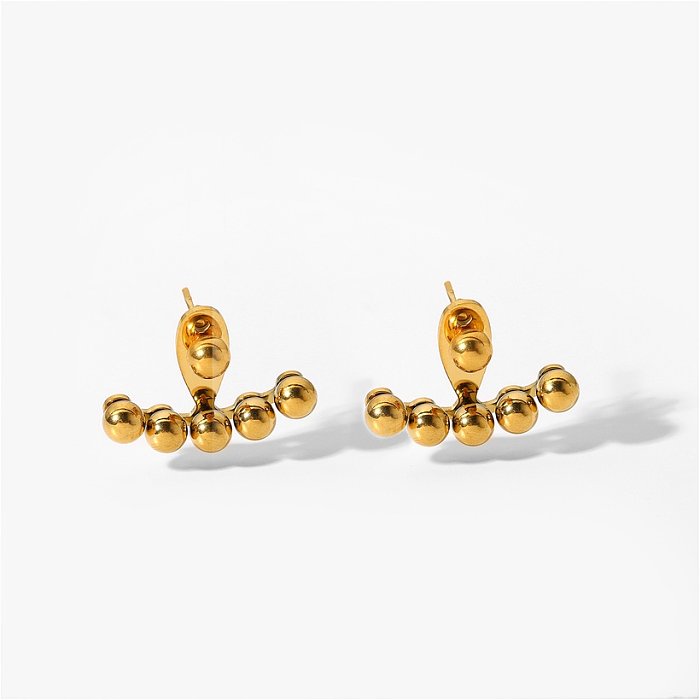 simple creative fanshaped gold bead silver bead earrings 18K goldplated stainless steel earrings