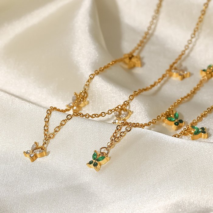 Art- und Weisegeometrische Edelstahl-Halskette Vergoldete Zirkon-Edelstahl-Halsketten