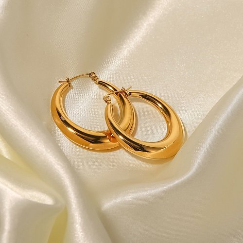 Fashion Circle Stainless Steel Hoop Earrings Gold Plated Stainless Steel Earrings