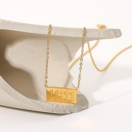 Fashion Number Rectangle Stainless Steel Pendant Necklace Plating Stainless Steel Necklaces
