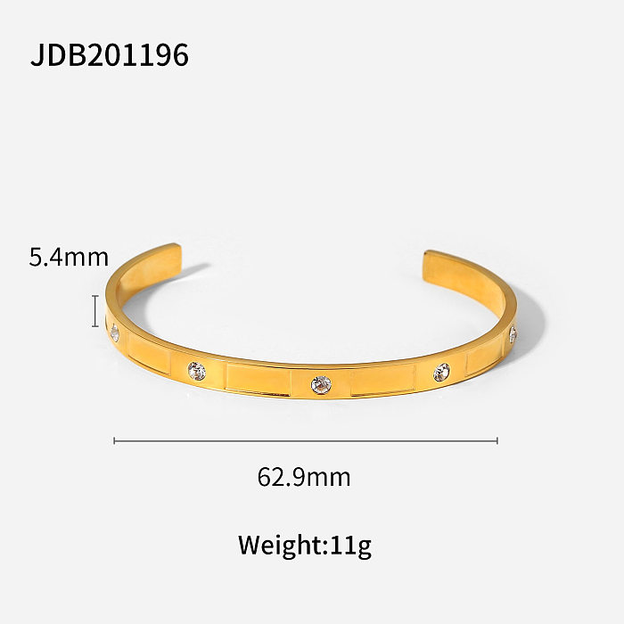 18 Karat vergoldeter Edelstahl runder Zirkon rechteckiges Armband Mode