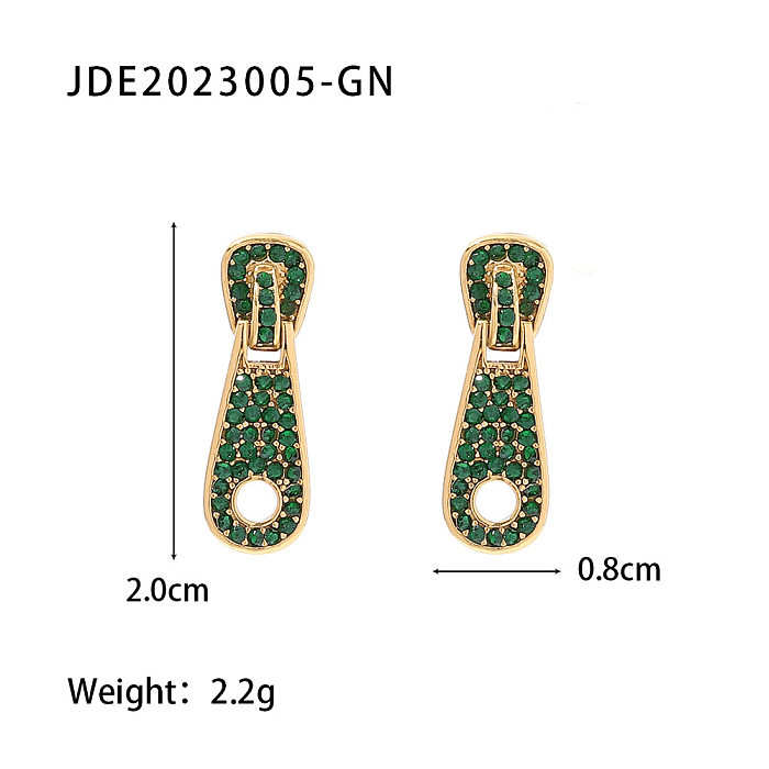 Novelty Geometric Stainless Steel Ear Studs Gold Plated Zircon Stainless Steel Earrings