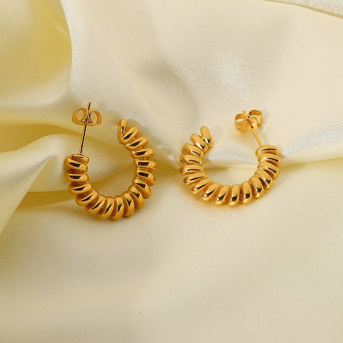 Bijoux en gros Boucles d'oreilles en acier inoxydable torsadées en forme de C en spirale bijoux