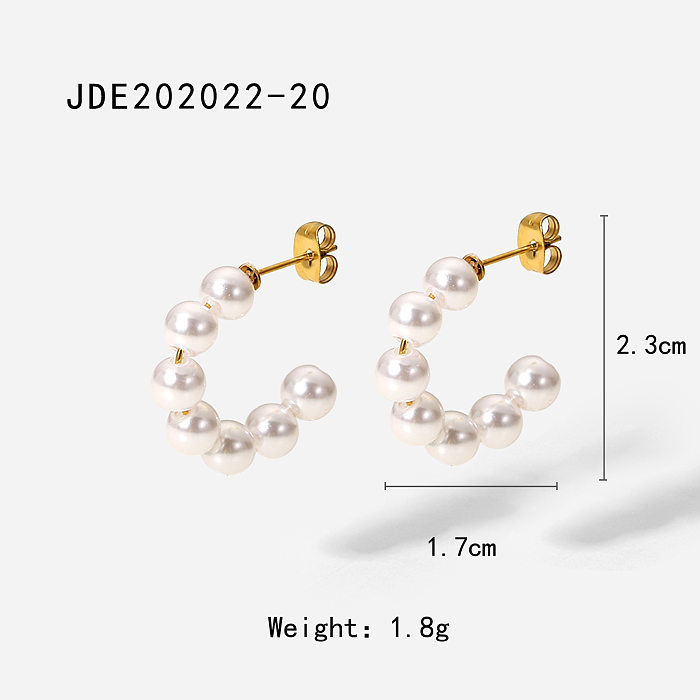Boucles d'oreilles simples en acier inoxydable plaqué or 20 carats avec une grande perle de 18 mm