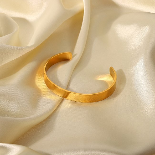 Novas joias de pulseira feminina simples de ouro 18K de aço inoxidável brilhante largas moda