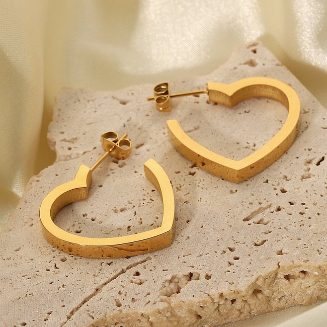 wholesale jewelry flat peach heart stainless steel simple earrings jewelry