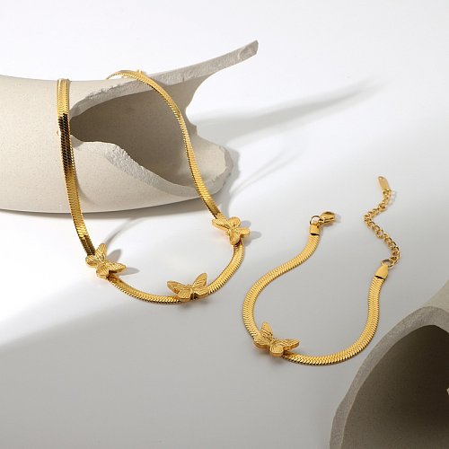 Bijoux en acier inoxydable 18K collier à chevrons chaîne en os collier punk papillon serpent chaîne