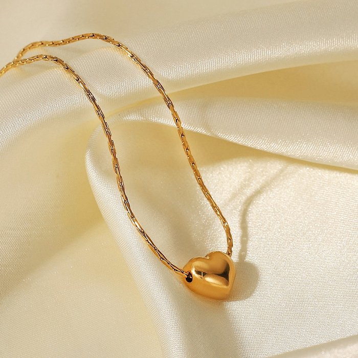 New 18K Gold Plated Heart Pendant Stainless Steel Necklace