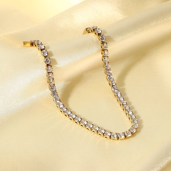 Nova moda pulseira de joias retrô femininas de aço inoxidável zircão embutido em ouro 14 k