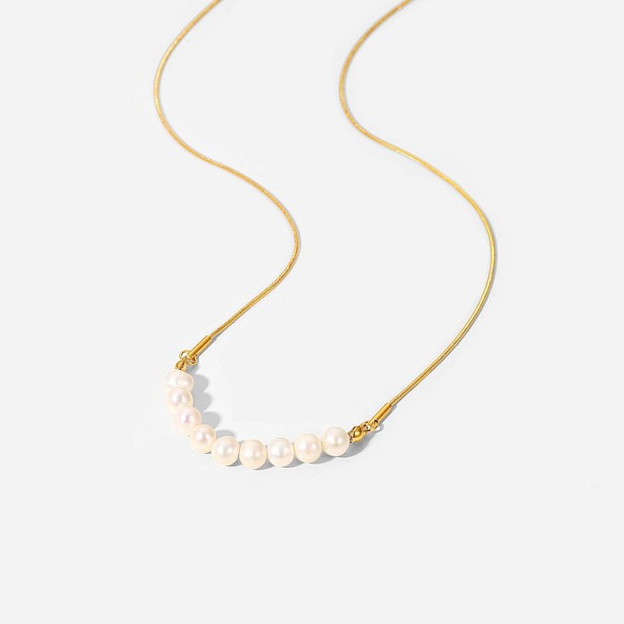 Collier pendentif perle plaqué or 18 carats en acier inoxydable New Style
