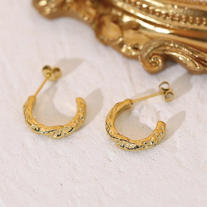 bijoux en gros bijoux en forme de C en acier inoxydable irrégulier mode boucles d'oreilles bijoux