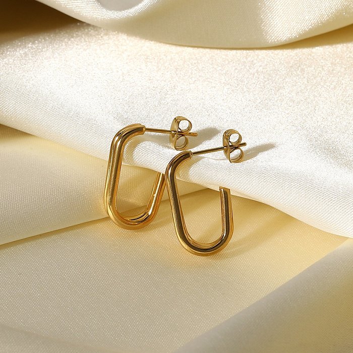 European stainless steel doublelayer line geometric hoop earrings