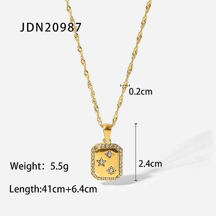 fashion retro 18K gold stainless steel star pendant necklace