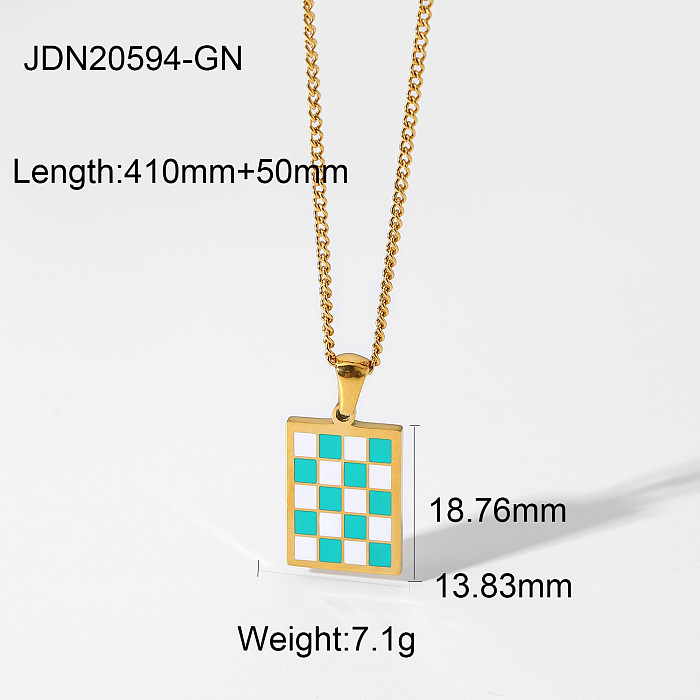fashion stainless steel 18K contrast color lattice necklace wholesale jewelry