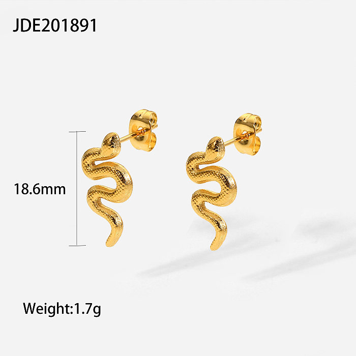 Mode Retro 18 Karat Gold Edelstahl schlangenförmige Anhänger Ohrringe Titan Stahlring